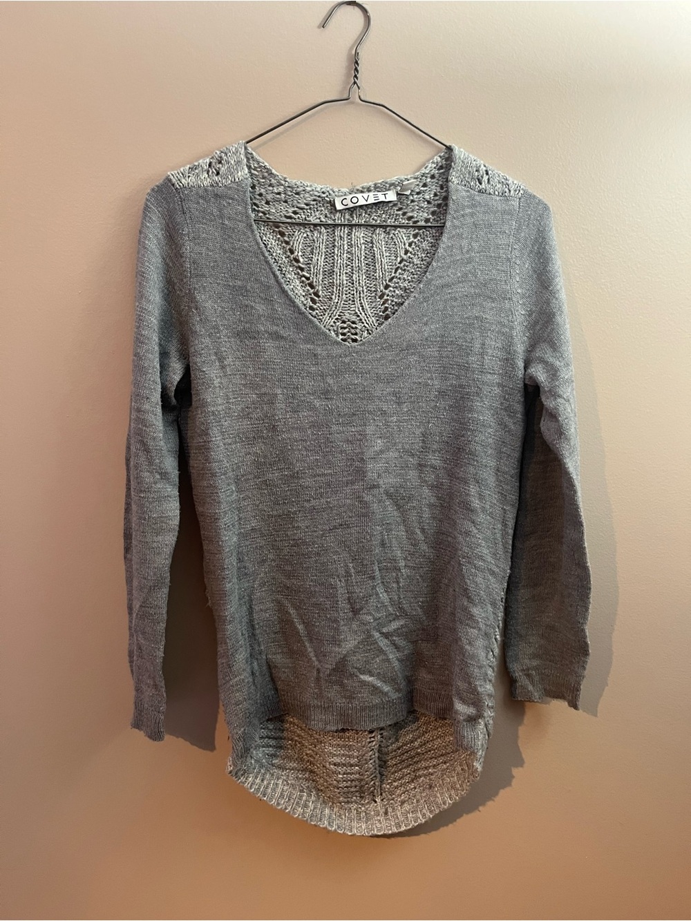 Cove Light Gray V-Neck Knit Sweater